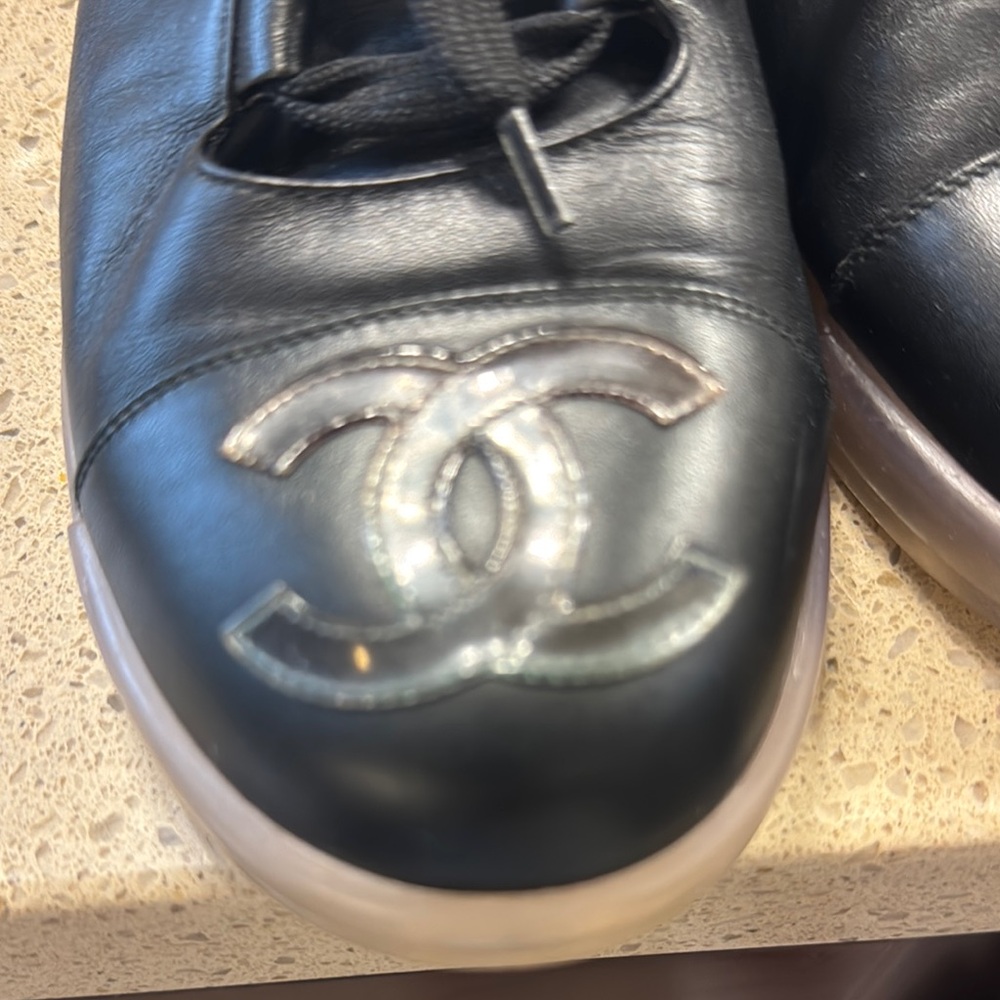 Chanel Interlocking Cc Lambs Leather Sneakers - image 8